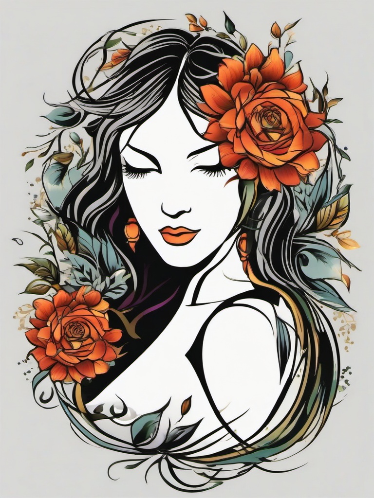 virgo flower tattoo  simple vector color tattoo