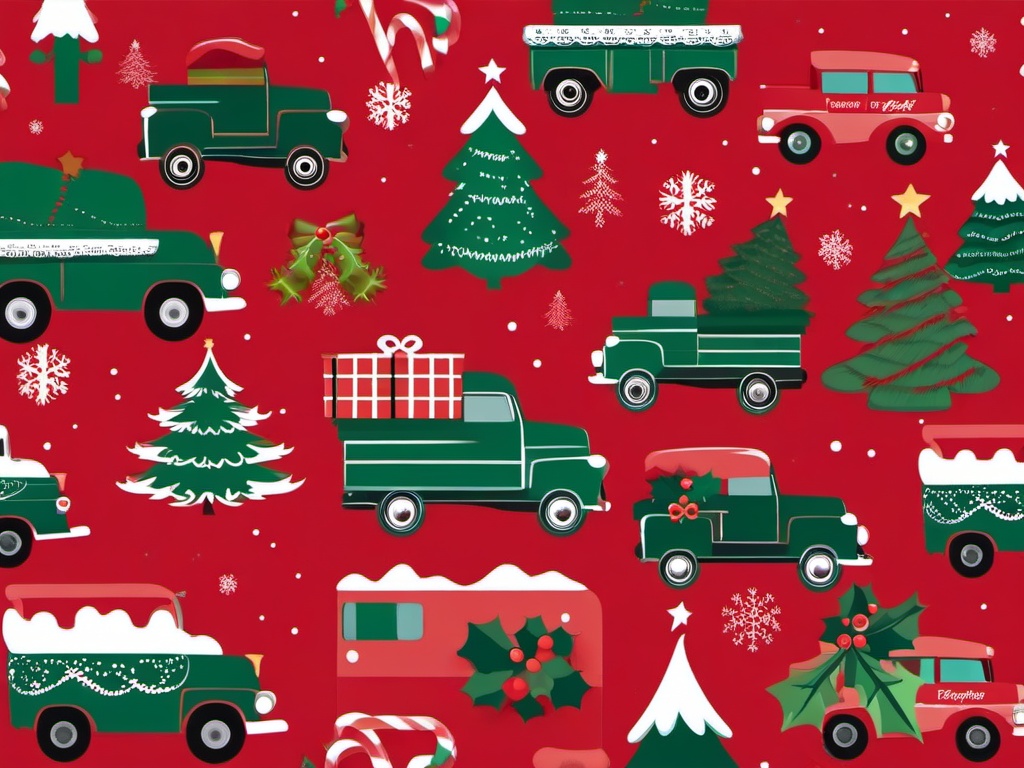 Christmas Red Truck Wallpaper  