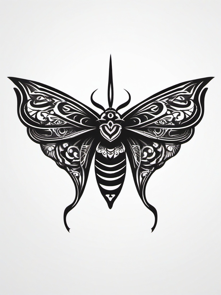 Goth Moth Tattoo - Gothic-themed moth tattoo.  simple vector tattoo,minimalist,white background