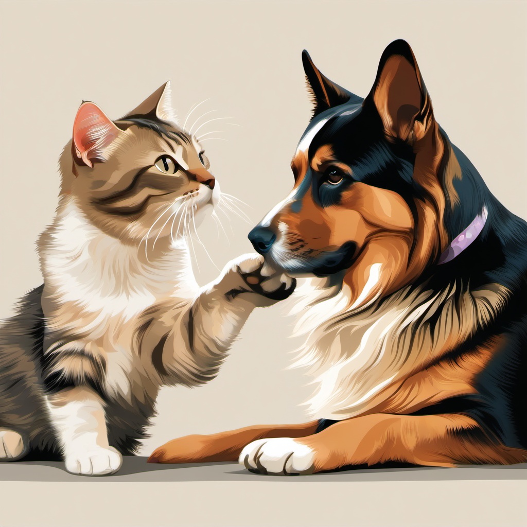 Cat clipart - cat interacting with a dog  