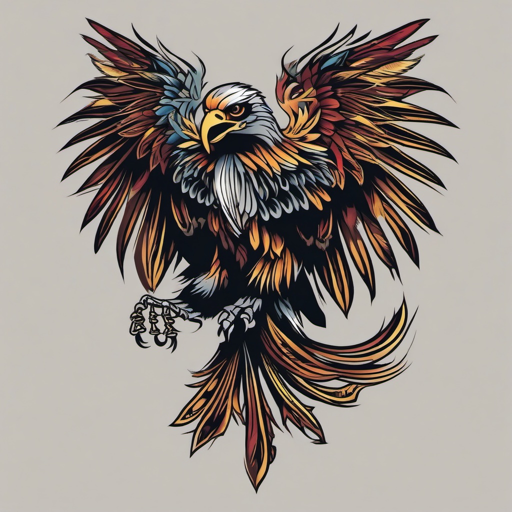 skeleton eagle tattoo  simple vector color tattoo