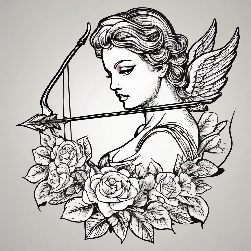 cupid with arrow tattoo  vector tattoo design