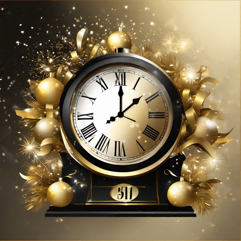 New Year clipart - countdown clock striking midnight  