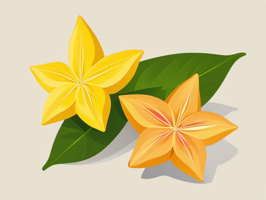 Star Fruit Clipart - Star-shaped carambola or star fruit.  color vector clipart, minimal style