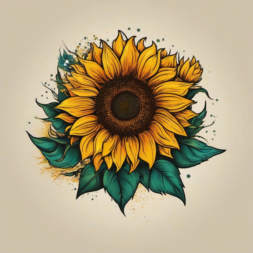 leo sunflower tattoo  simple vector color tattoo