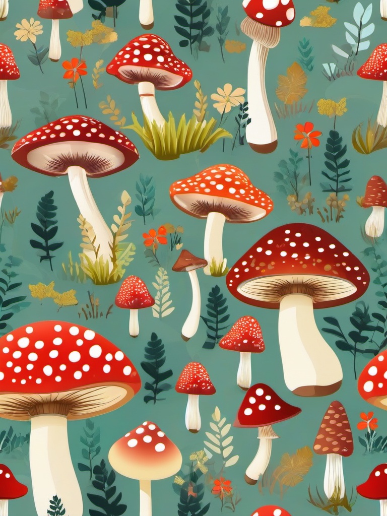 Mushroom clipart - mushrooms in a whimsical forest  