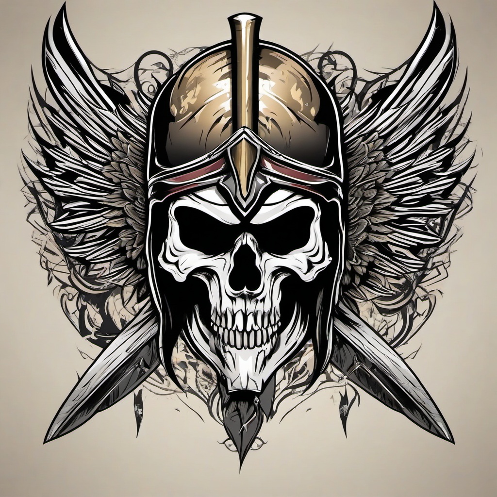 spartan skull tattoo  simple vector color tattoo