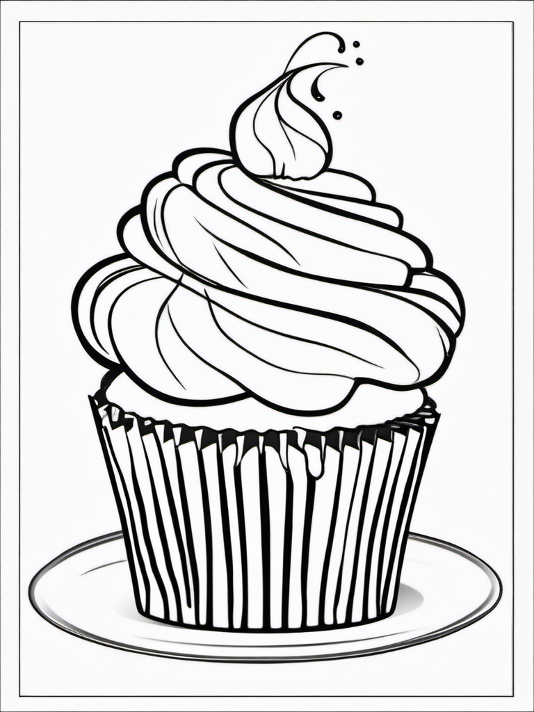 Cupcake Coloring Pages - Cupcake with icing dripping down the sides  simple coloring pages