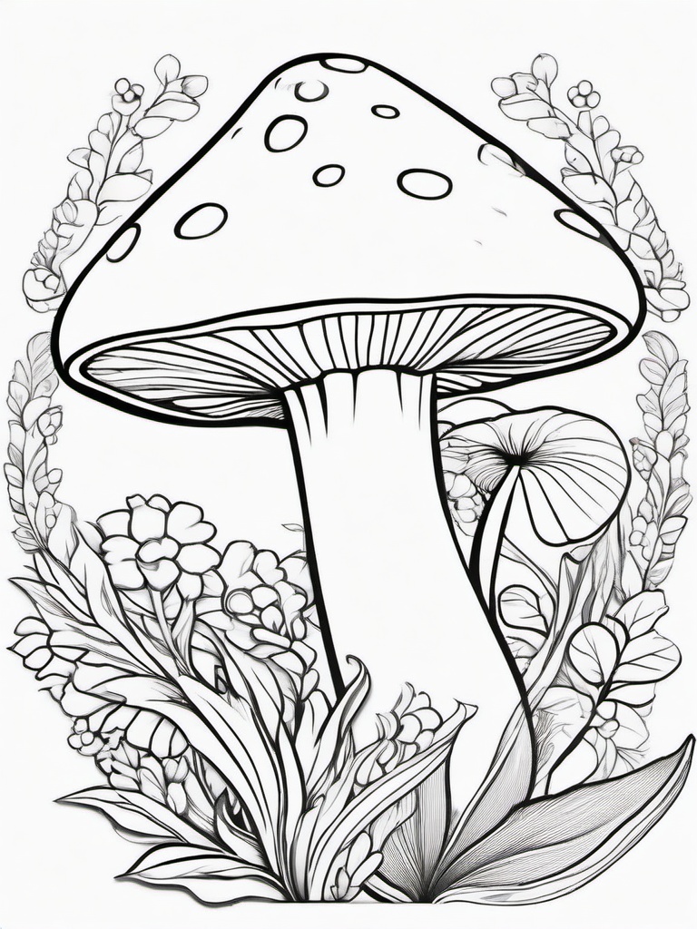 Vegetable Coloring Pages - White mushroom with a stem  simple coloring pages