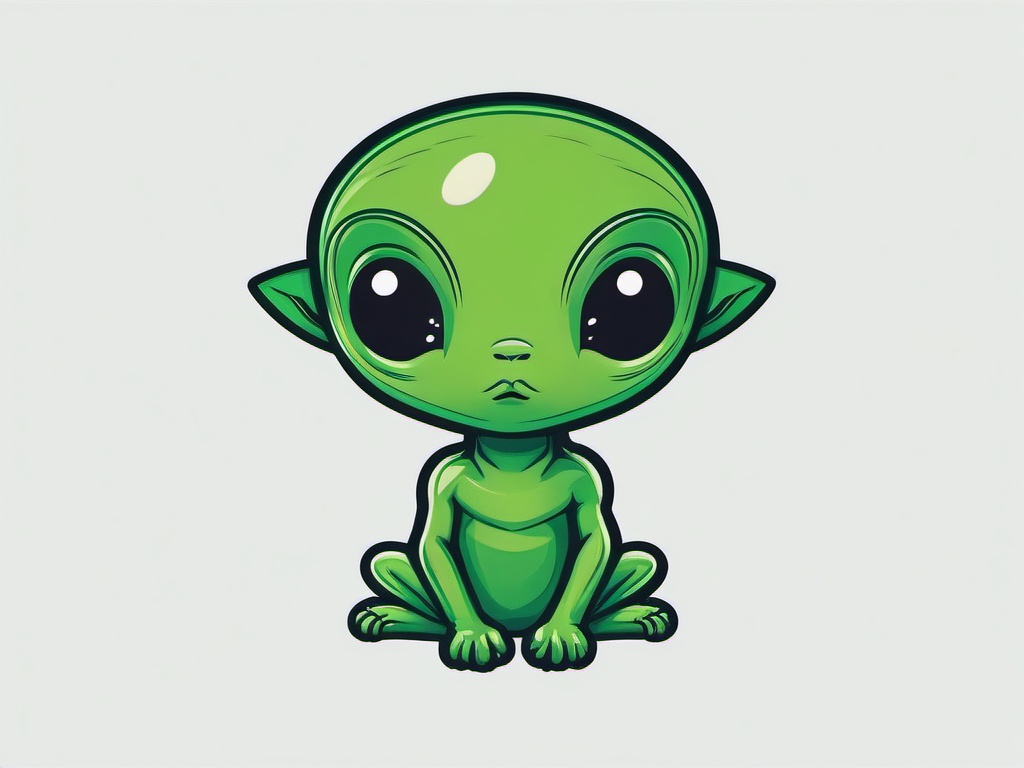 Little Green Alien Tattoo - Infuse cuteness with a little green alien-themed tattoo.  simple color tattoo,vector style,white background