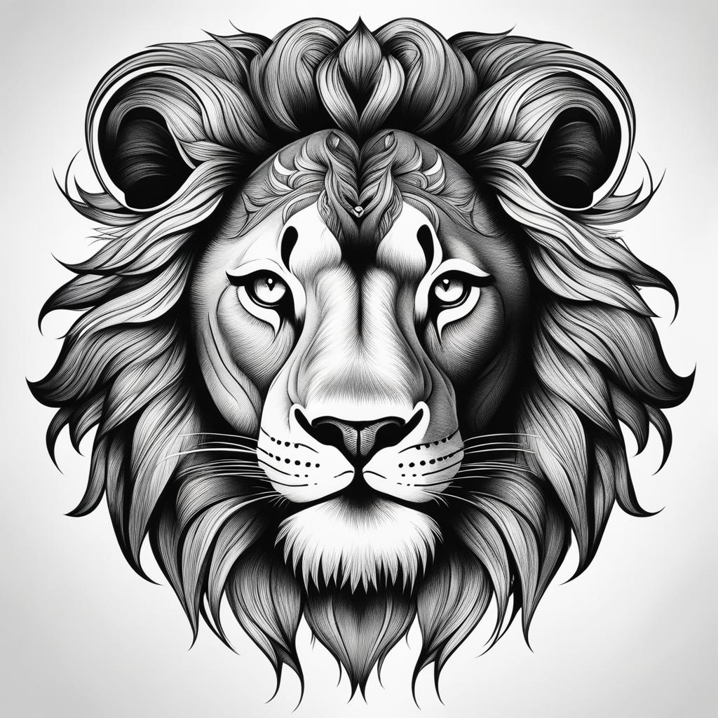 lion tattoo design black and white 