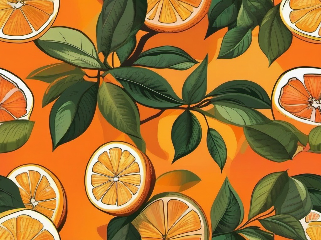 Orange Background - Citrus Orchard Bathed in Warm Sunset Light wallpaper, abstract art style, patterns, intricate