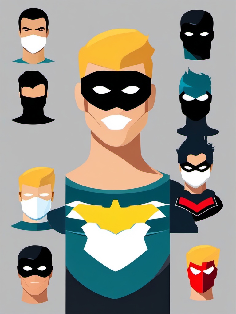 Superhero clipart - superhero with a mask and secret identity  color,minimalist,vector clipart