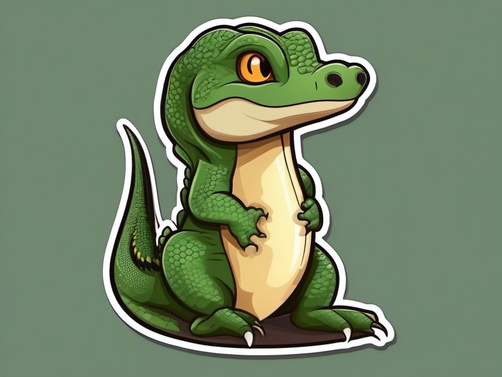 Monitor Lizard cartoon - large, active lizard with a strong tail  cartoon sticker style