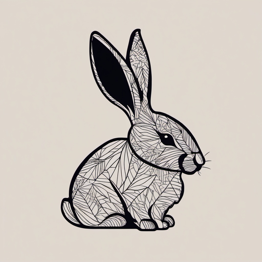 bunny silhouette tattoo  minimalist color tattoo, vector
