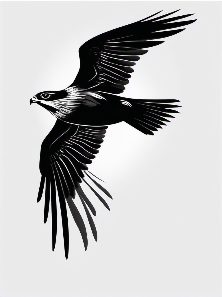 Falcon Bird Tattoo - Falcon diving from sky  minimalist tattoo design, white background