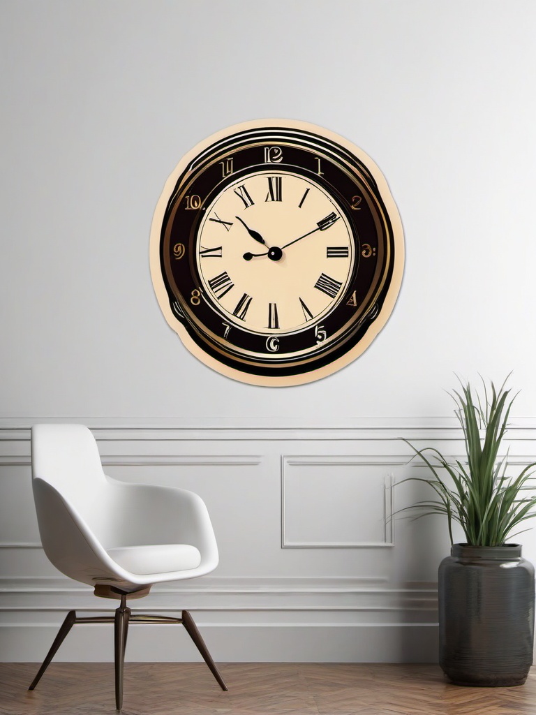 Clock Sticker - Vintage clock face, ,vector color sticker art,minimal