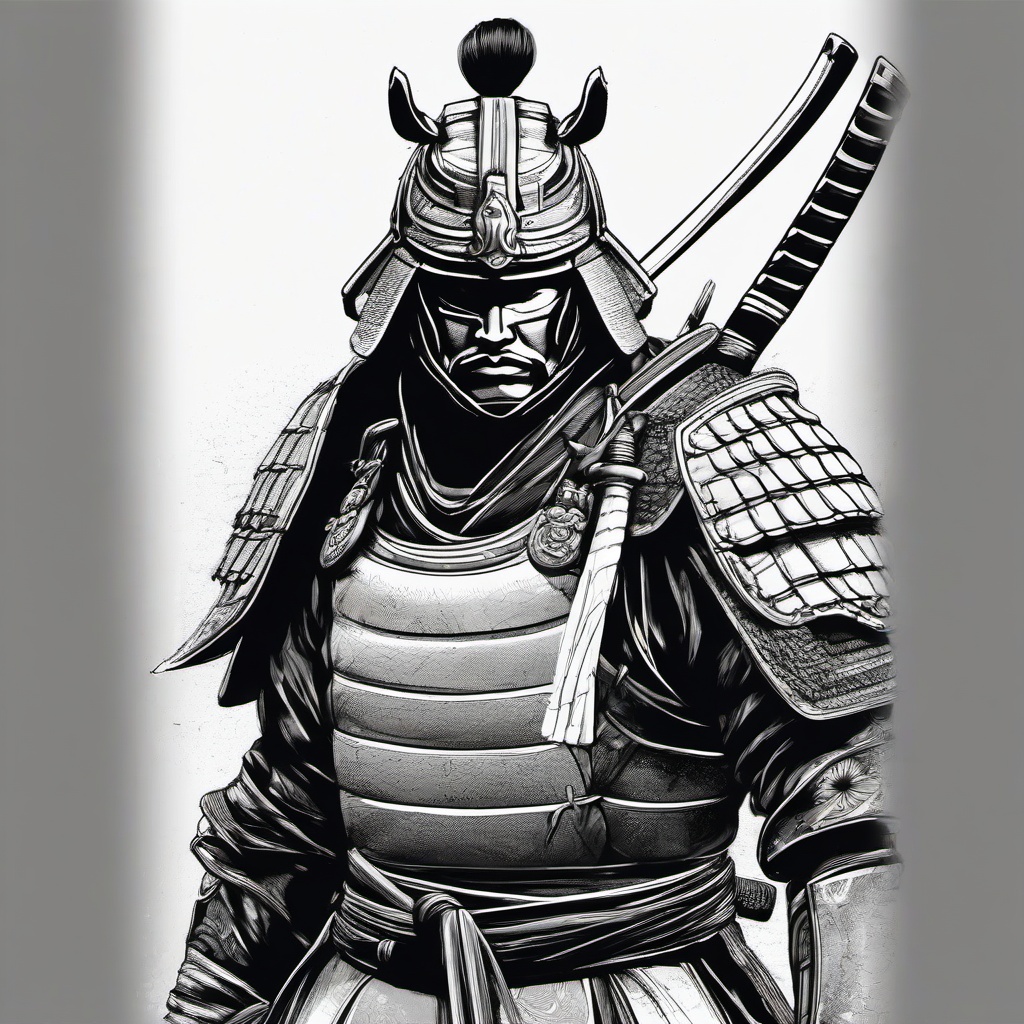 sketch of samurai  minimal rough sketch scribbles,doodles,black and white