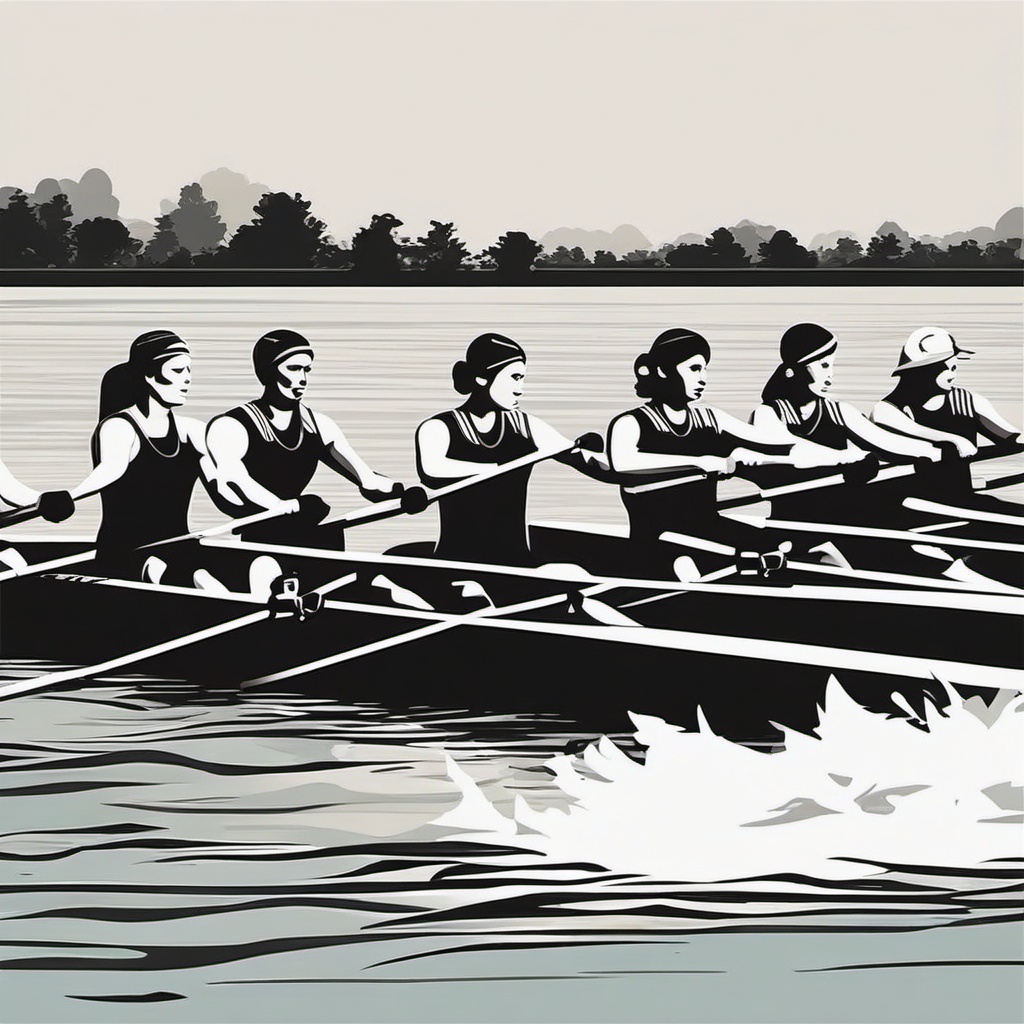 Rowing Team clipart - A dedicated rowing team in action., ,vector color clipart,minimal