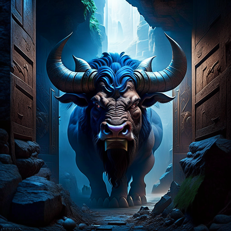 minotaur, the monstrous creature, lurking in the labyrinth of king minos. 