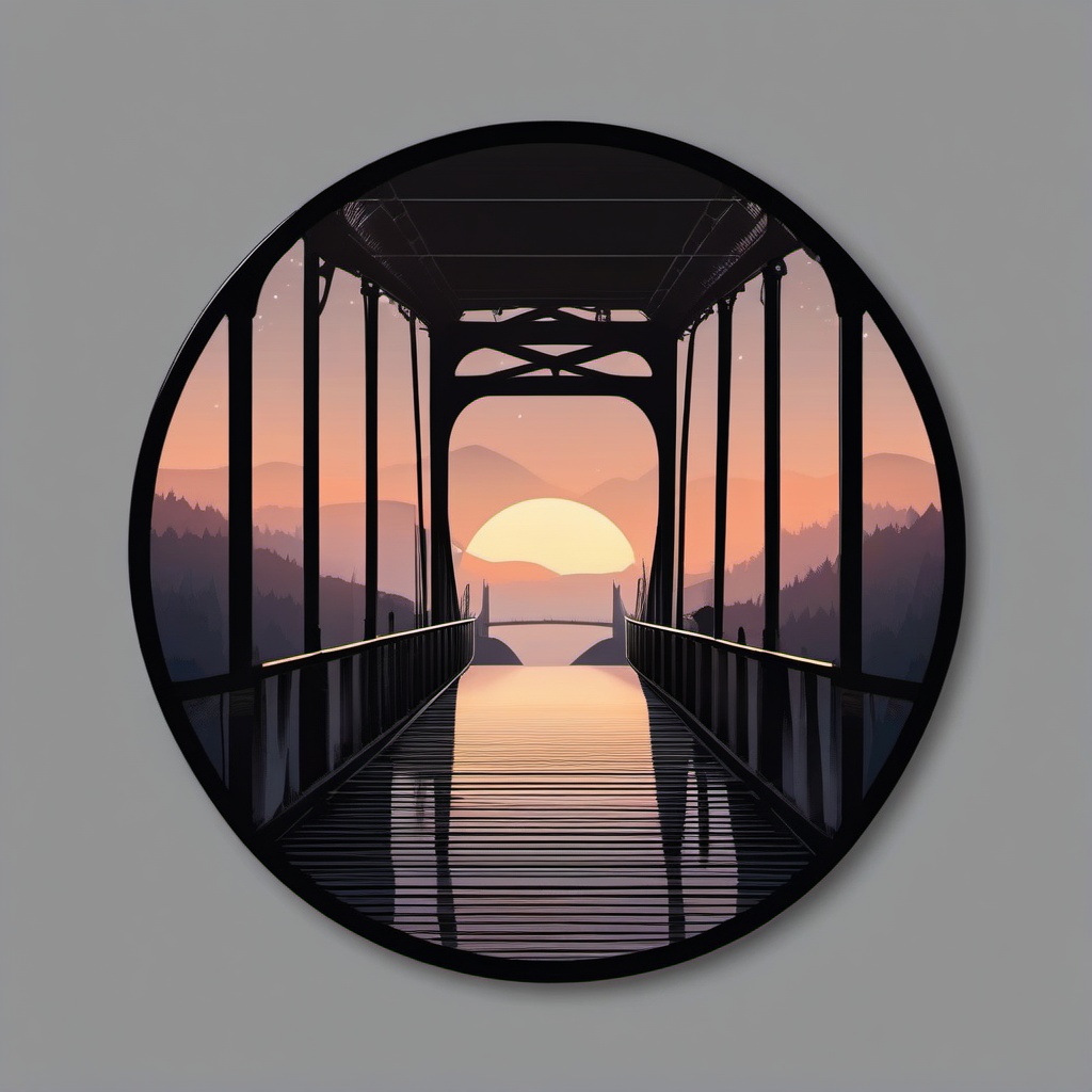 Foggy bridge sticker- Mystical and atmospheric, , sticker vector art, minimalist design