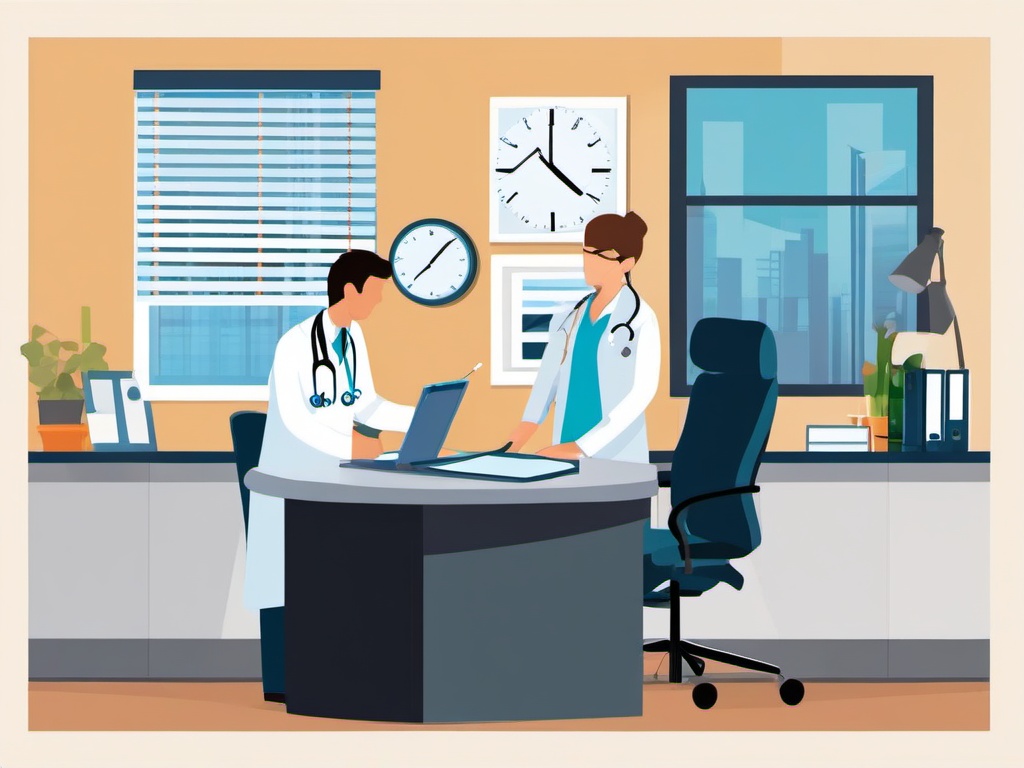 Doctor clipart - doctor performing a check-up in an office  