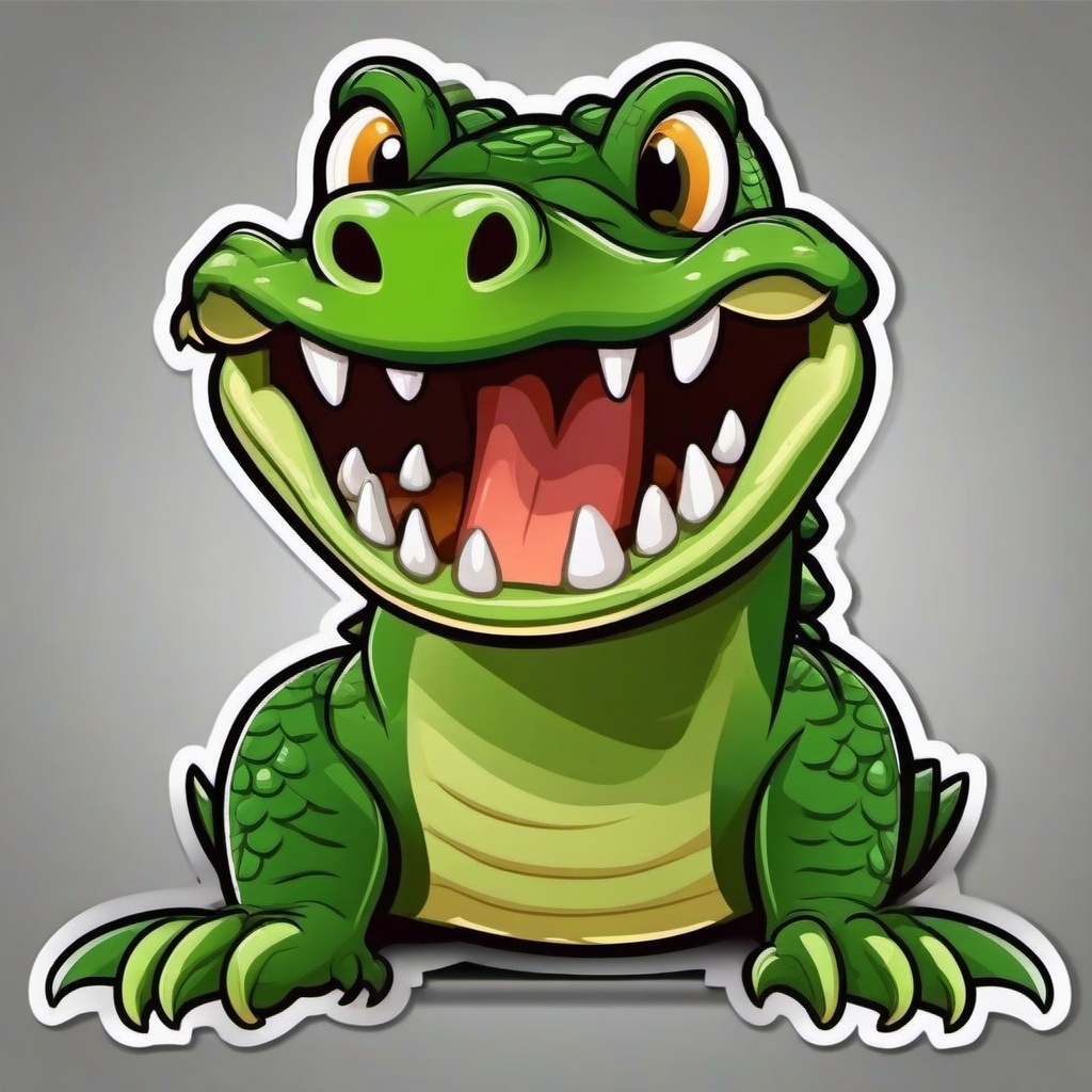 Caiman cartoon - small crocodilian similar to an alligator  cartoon sticker style