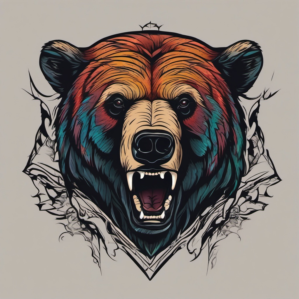 bad bear tattoo  simple vector color tattoo