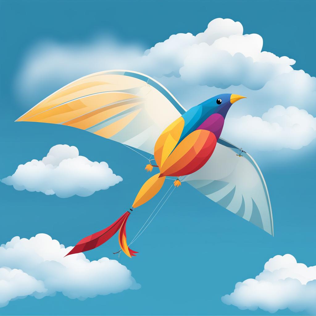 kite clipart - a kite with wings, soaring effortlessly above the clouds 