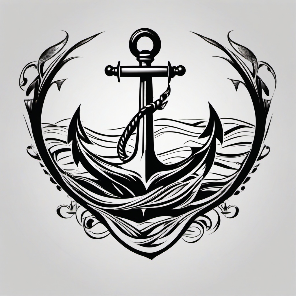 anchor and wave tattoo simple  simple vector tattoo design