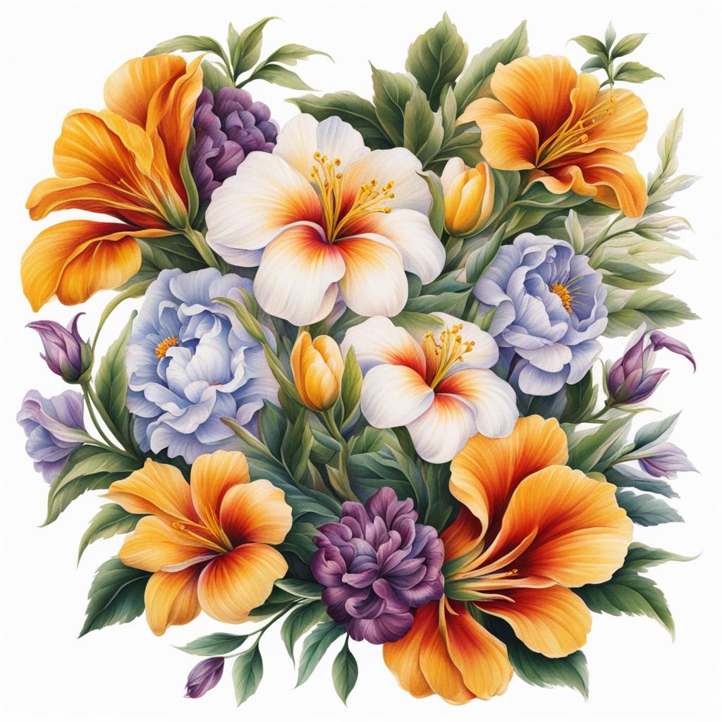 August flower of the month tattoo, Tattoos representing the birth flower for the month of August.  vivid colors, white background, tattoo design