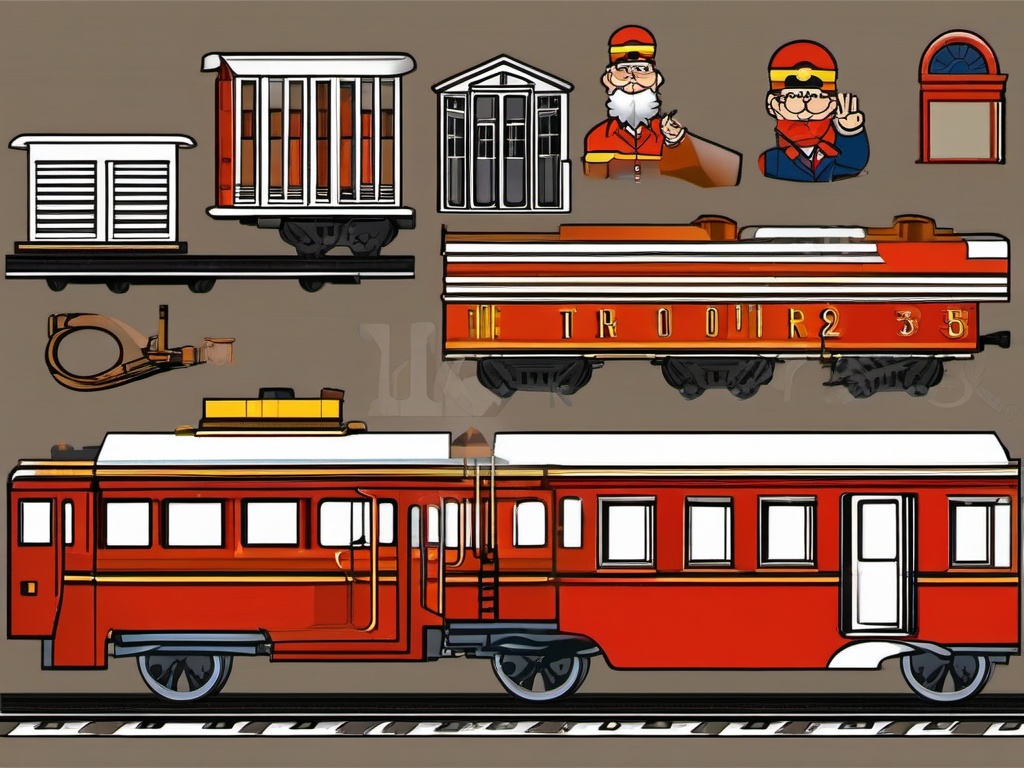 Train clipart - train conductor waving from the cab  