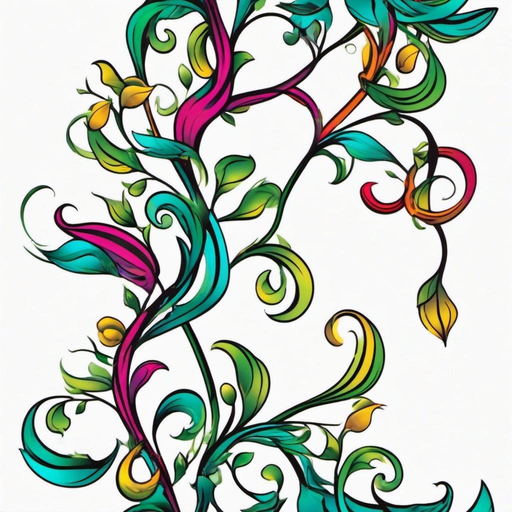 colorful vine tattoos  simple vector color tattoo