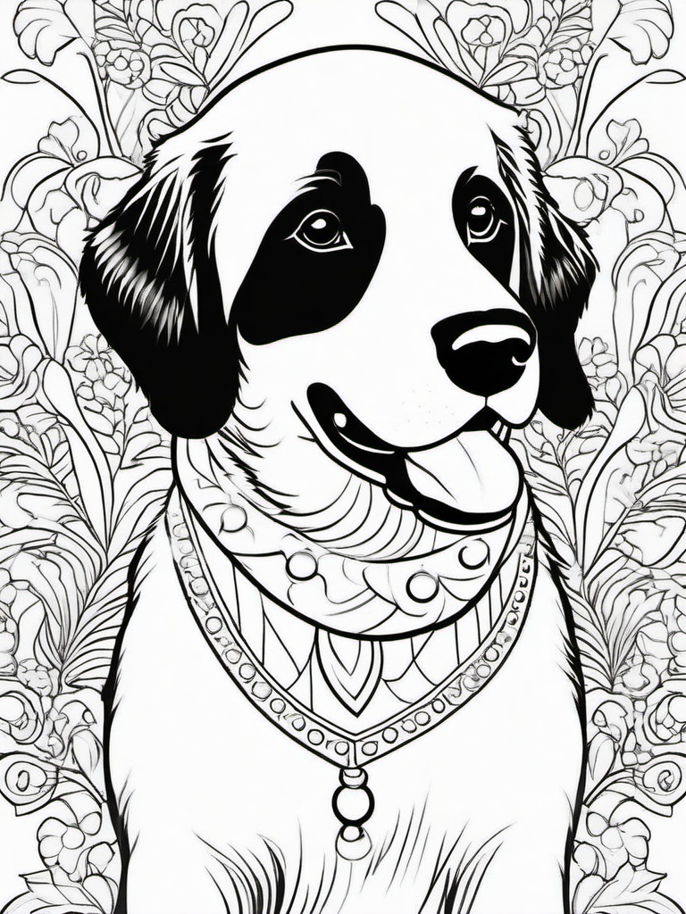 Christmas Dog Coloring Page  outling,coloring pages,black and whit