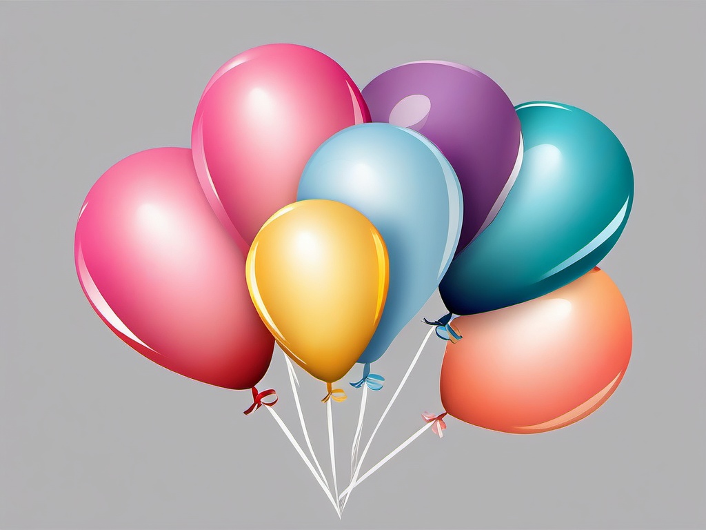 Birthday Balloons clipart - Bunch of festive birthday balloons, ,vector color clipart,minimal