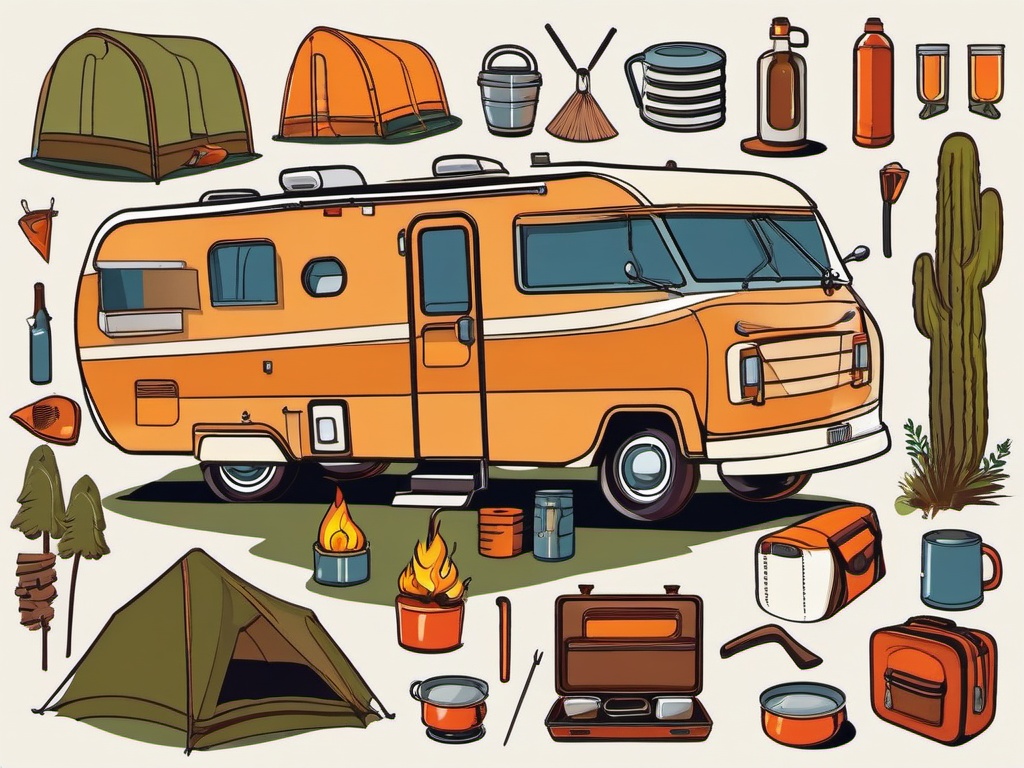 Camping clipart - RV camping experience  vector clipart