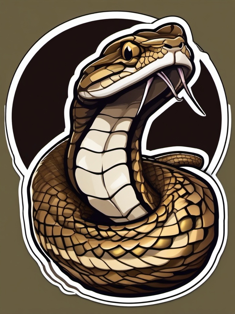 Gaboon Viper cartoon - heavy-bodied snake with a broad head  cartoon sticker style