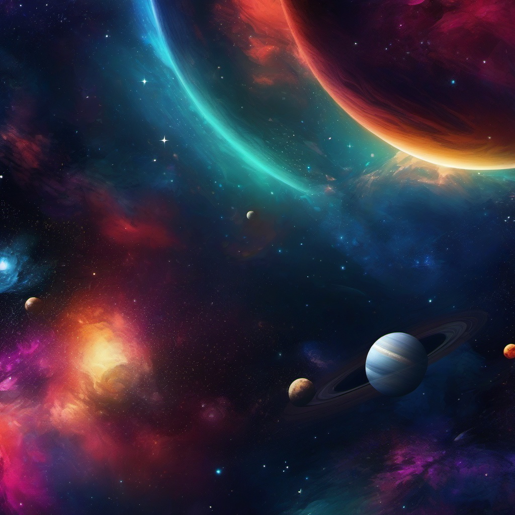 Space Background - Deep Space Exploration and Stars wallpaper splash art, vibrant colors, intricate patterns