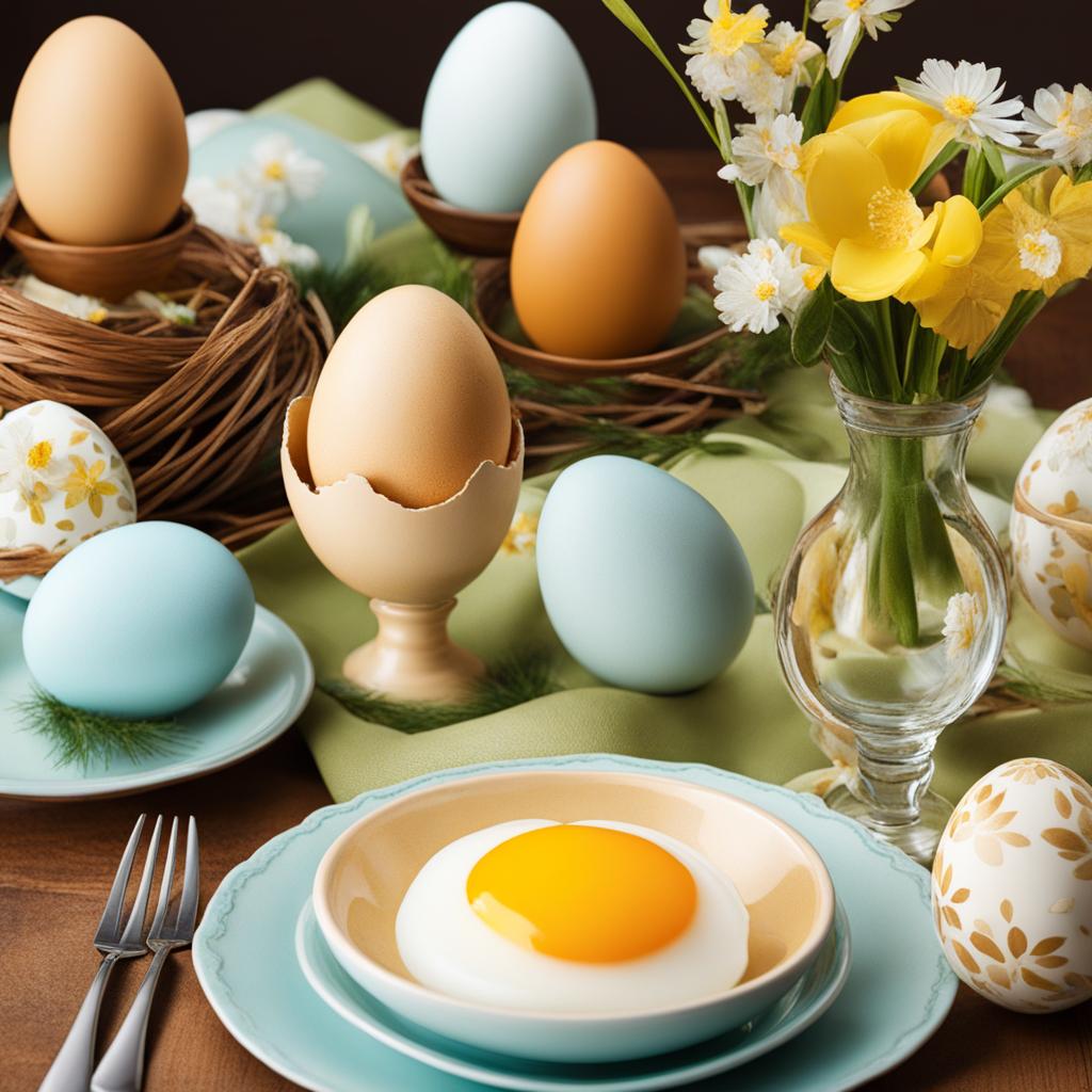 egg clipart: adorned for easter on a festive dining table. 