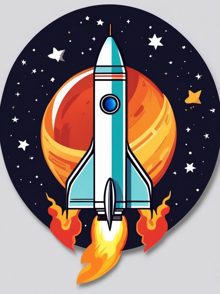 Rocket Launch sticker- Space Exploration Thrills, , color sticker vector art