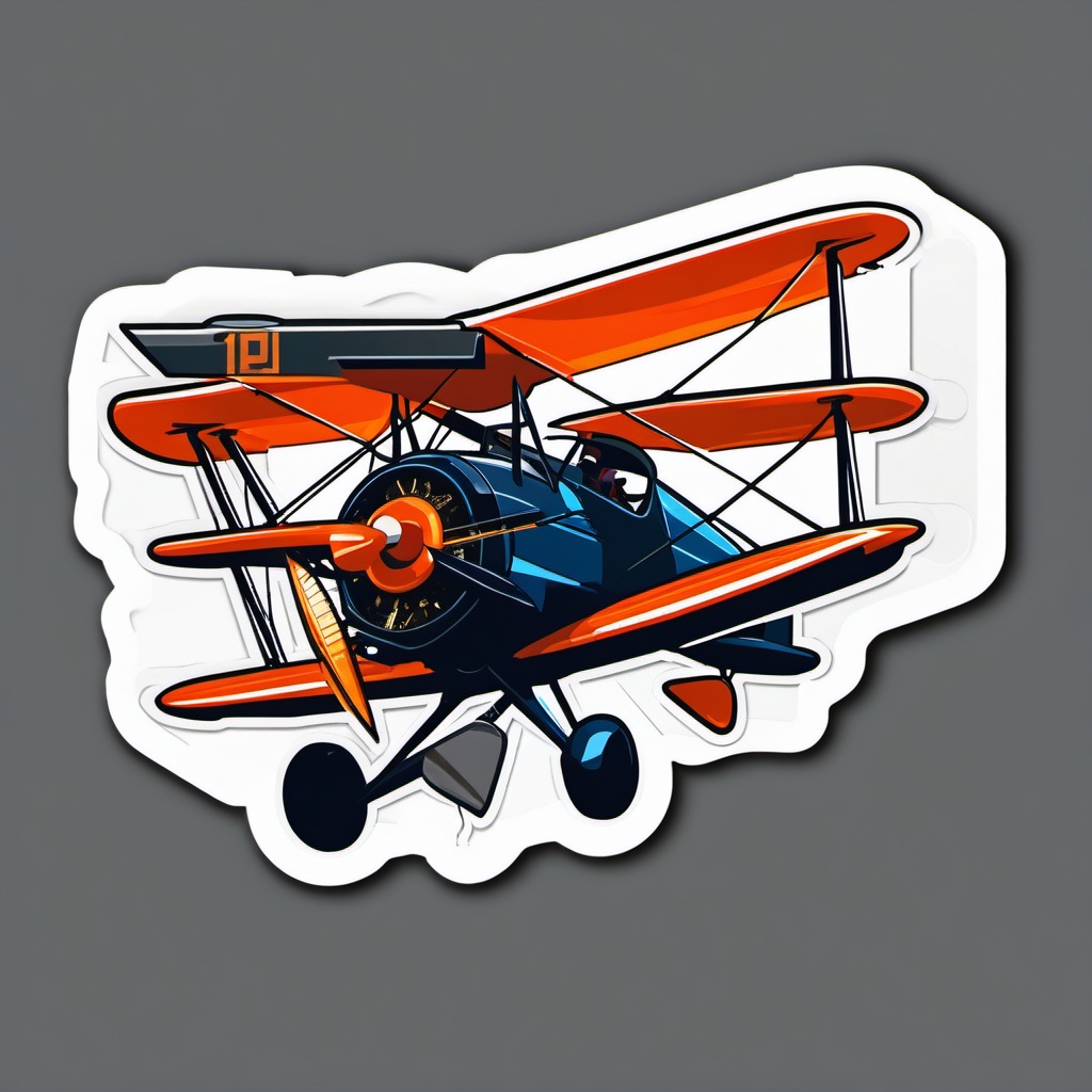 Airshow Biplane Sticker - Aerobatic performance, ,vector color sticker art,minimal