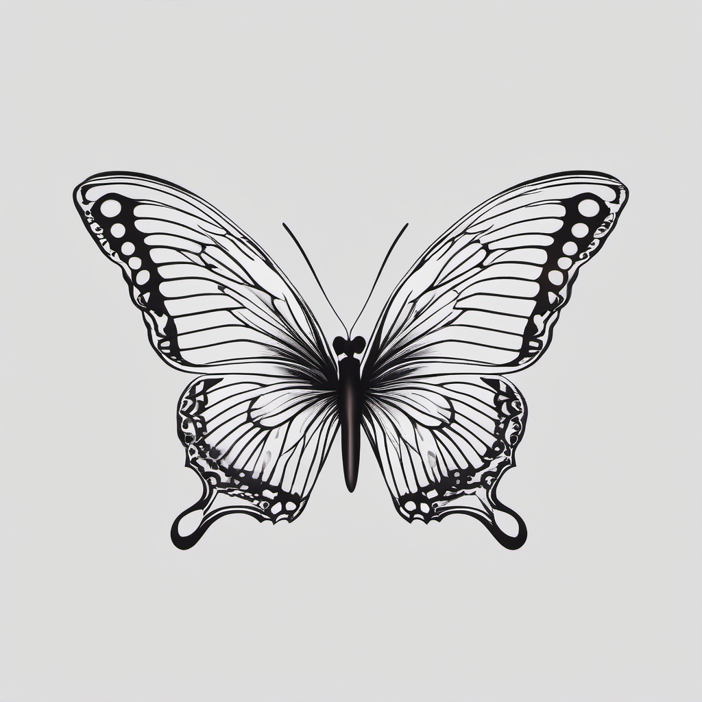 moving butterfly tattoo  simple color tattoo, minimal, white background