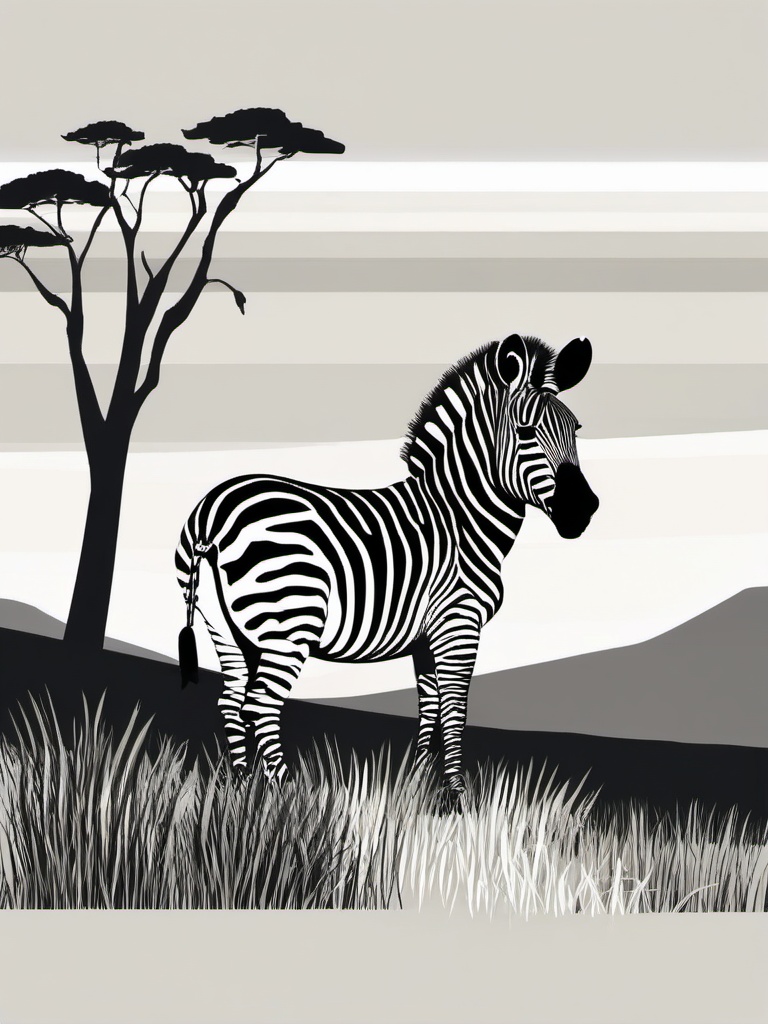 Zebra clipart - Striped herbivore roaming the grasslands, ,vector color clipart,minimal