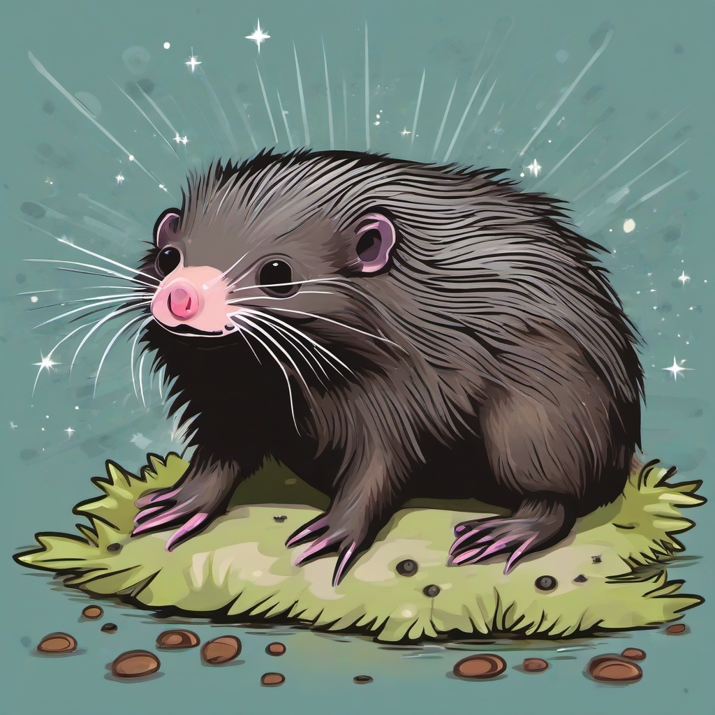 Star nosed mole  , vector illustration, clipart