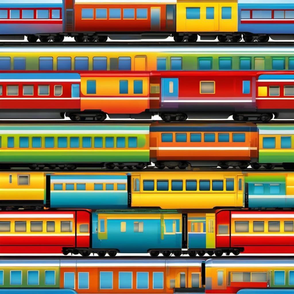 Train Clipart - A colorful train chugging along the tracks. 