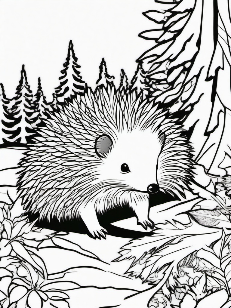 Hedgehog Coloring Pages - Small Spiky Forest Dweller  black outline printable coloring page