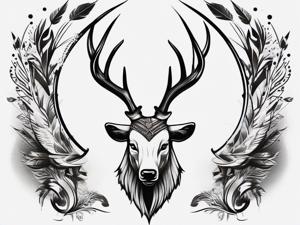 elite hunting tattoo  simple color tattoo,minimal,white background