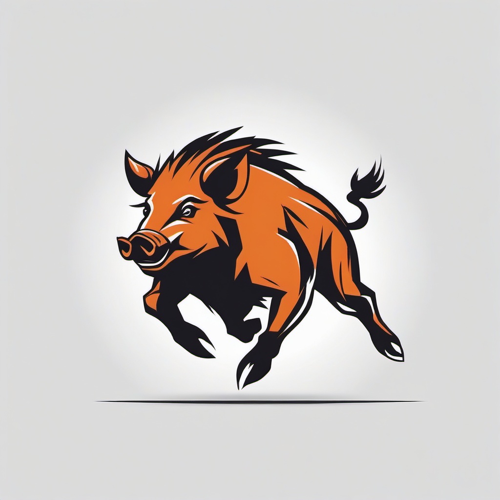 running boar  minimalist design, white background, professional color logo vector art