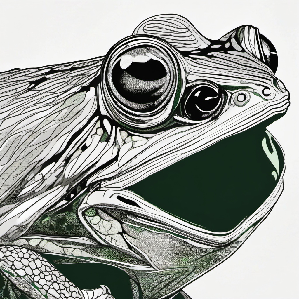 drawing of Australian green tree frog  minimal rough sketch scribbles,doodles,black and white