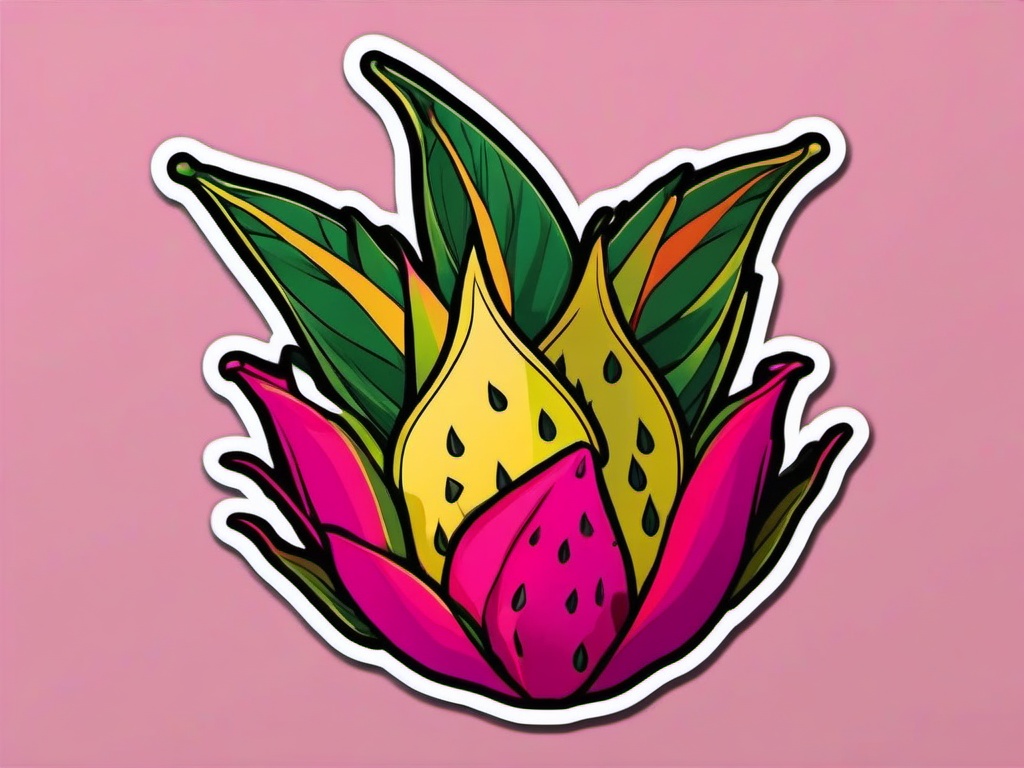 Dragon Fruit Sticker - Exotic and vibrant, ,vector color sticker art,minimal